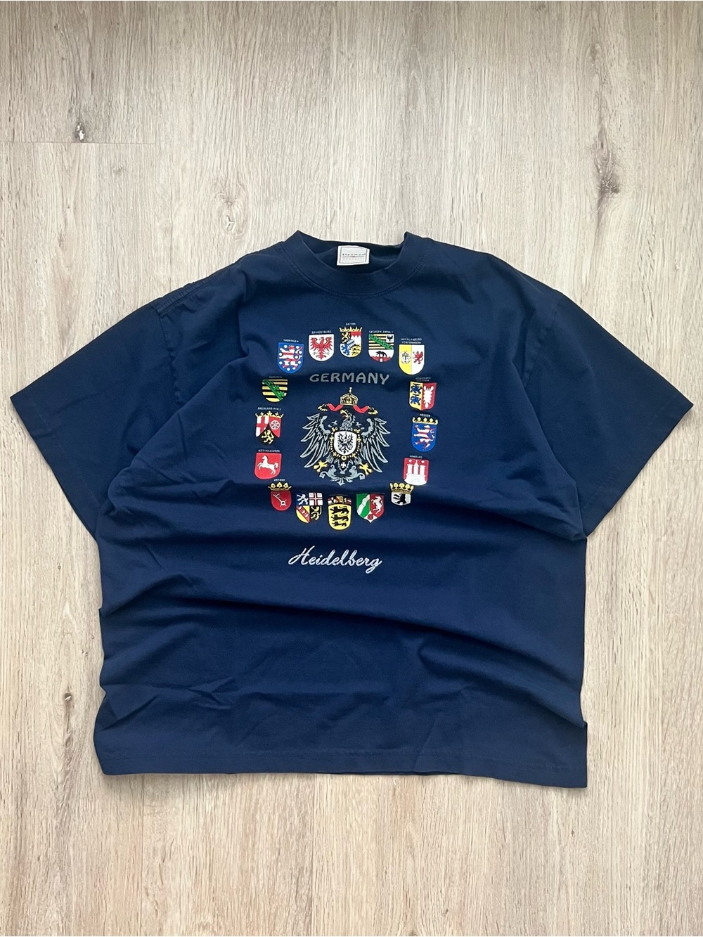 Vintage Germany T-Shirt Mens White City Crests Graphic Short Sleeve Tourism